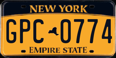 NY license plate GPC0774