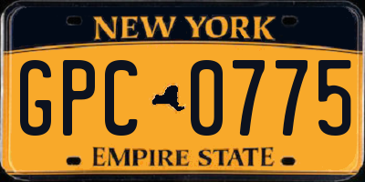 NY license plate GPC0775