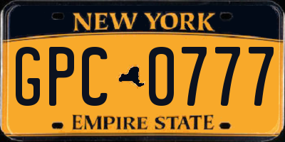 NY license plate GPC0777