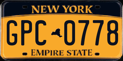 NY license plate GPC0778