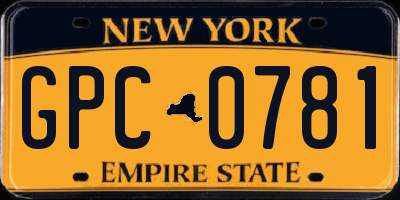 NY license plate GPC0781
