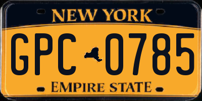 NY license plate GPC0785