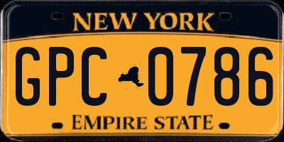 NY license plate GPC0786