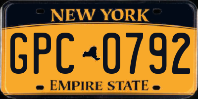 NY license plate GPC0792