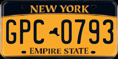 NY license plate GPC0793