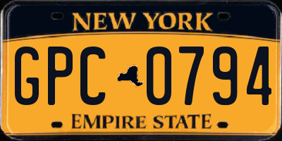 NY license plate GPC0794