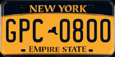 NY license plate GPC0800