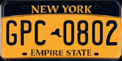 NY license plate GPC0802