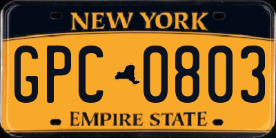 NY license plate GPC0803
