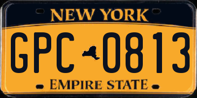 NY license plate GPC0813