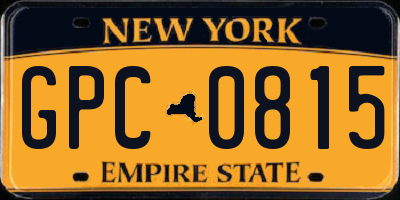 NY license plate GPC0815