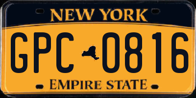NY license plate GPC0816