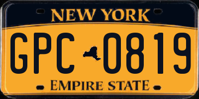 NY license plate GPC0819