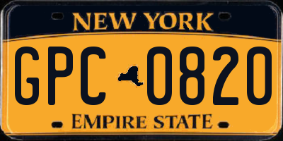NY license plate GPC0820