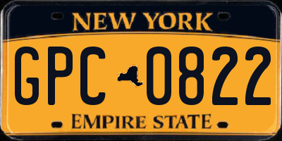NY license plate GPC0822