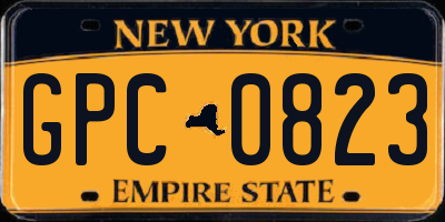 NY license plate GPC0823