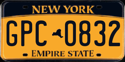 NY license plate GPC0832