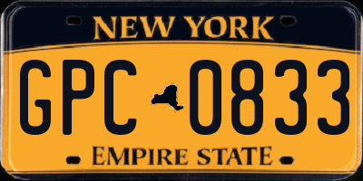 NY license plate GPC0833