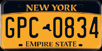 NY license plate GPC0834