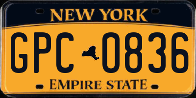 NY license plate GPC0836