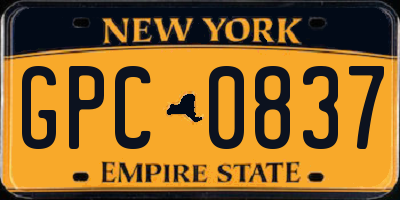 NY license plate GPC0837