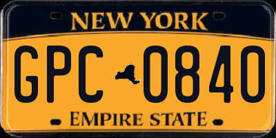 NY license plate GPC0840