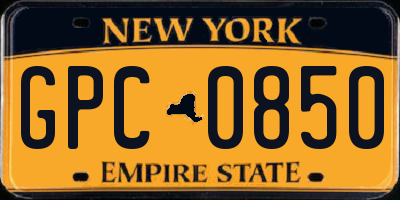 NY license plate GPC0850