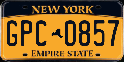 NY license plate GPC0857