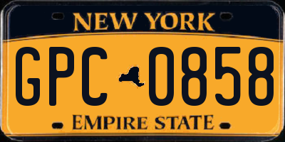 NY license plate GPC0858