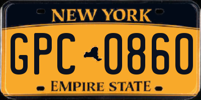 NY license plate GPC0860