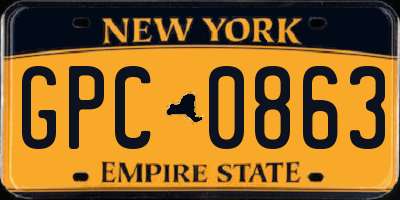 NY license plate GPC0863