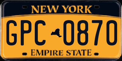 NY license plate GPC0870