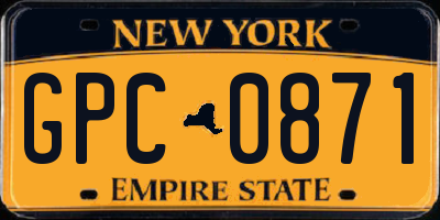 NY license plate GPC0871
