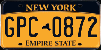 NY license plate GPC0872