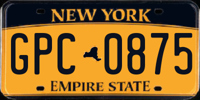 NY license plate GPC0875