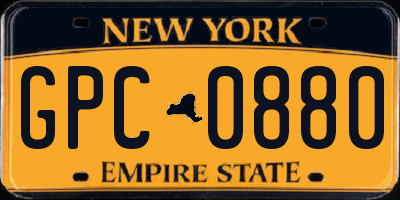 NY license plate GPC0880