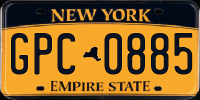 NY license plate GPC0885