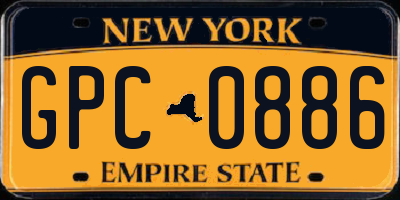 NY license plate GPC0886