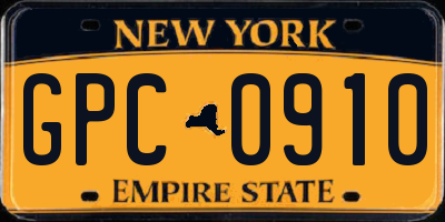 NY license plate GPC0910