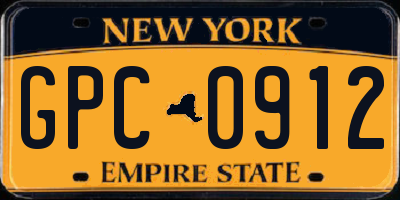NY license plate GPC0912