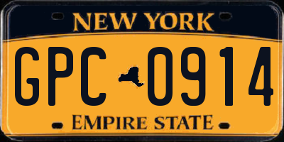 NY license plate GPC0914