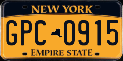 NY license plate GPC0915