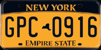NY license plate GPC0916