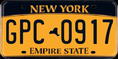 NY license plate GPC0917