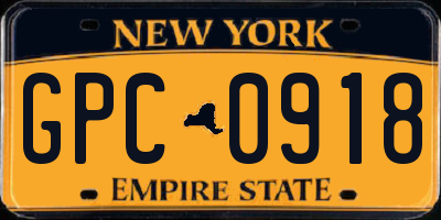 NY license plate GPC0918