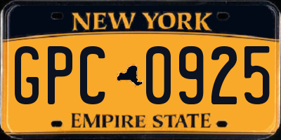 NY license plate GPC0925