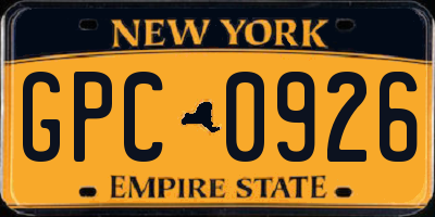NY license plate GPC0926