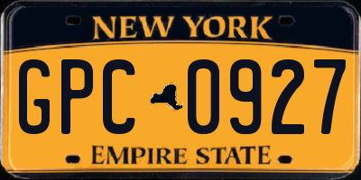 NY license plate GPC0927