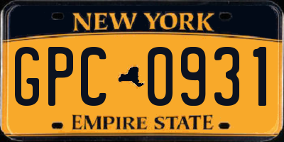 NY license plate GPC0931