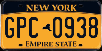 NY license plate GPC0938